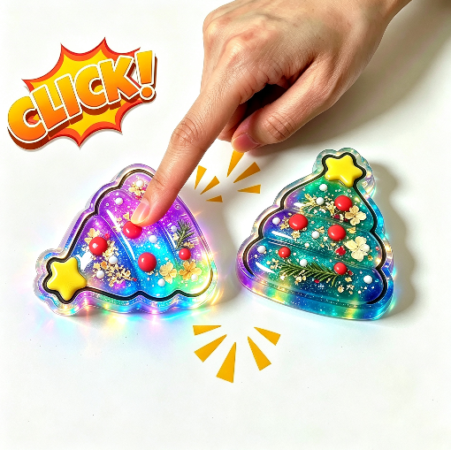 Handmade Christmas Tree Ghost Glow-in-the-Dark Fidget Clicker Toy Resin Mold【First-of-Its-Kind & Exclusive】 (Copy) (Copy)
