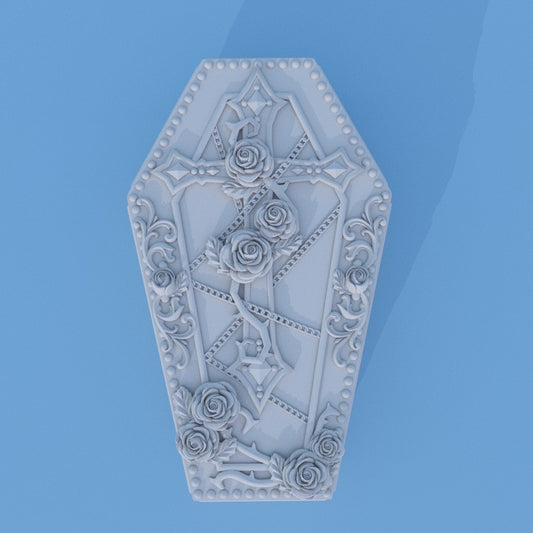 Handmade Rose Cross Coffin Storage Resin Mold