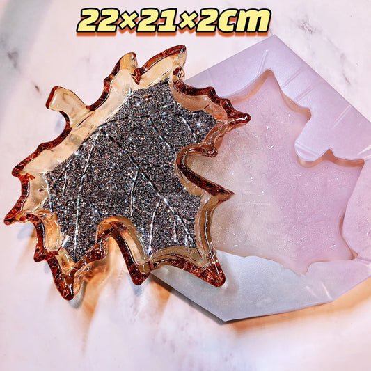 Handmade Diamond Large Size Maple Leaf Tray Resin Molds