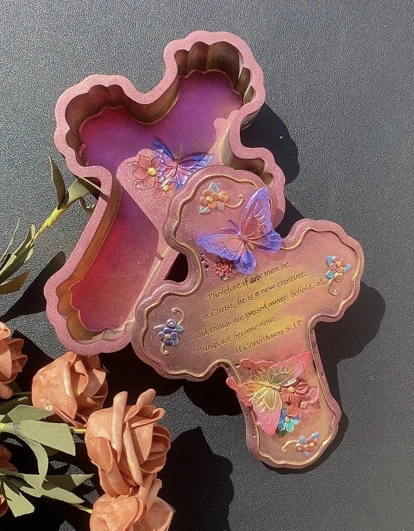 Handmade Large Vintage Cross Resin Moldss Storage Resin Mold