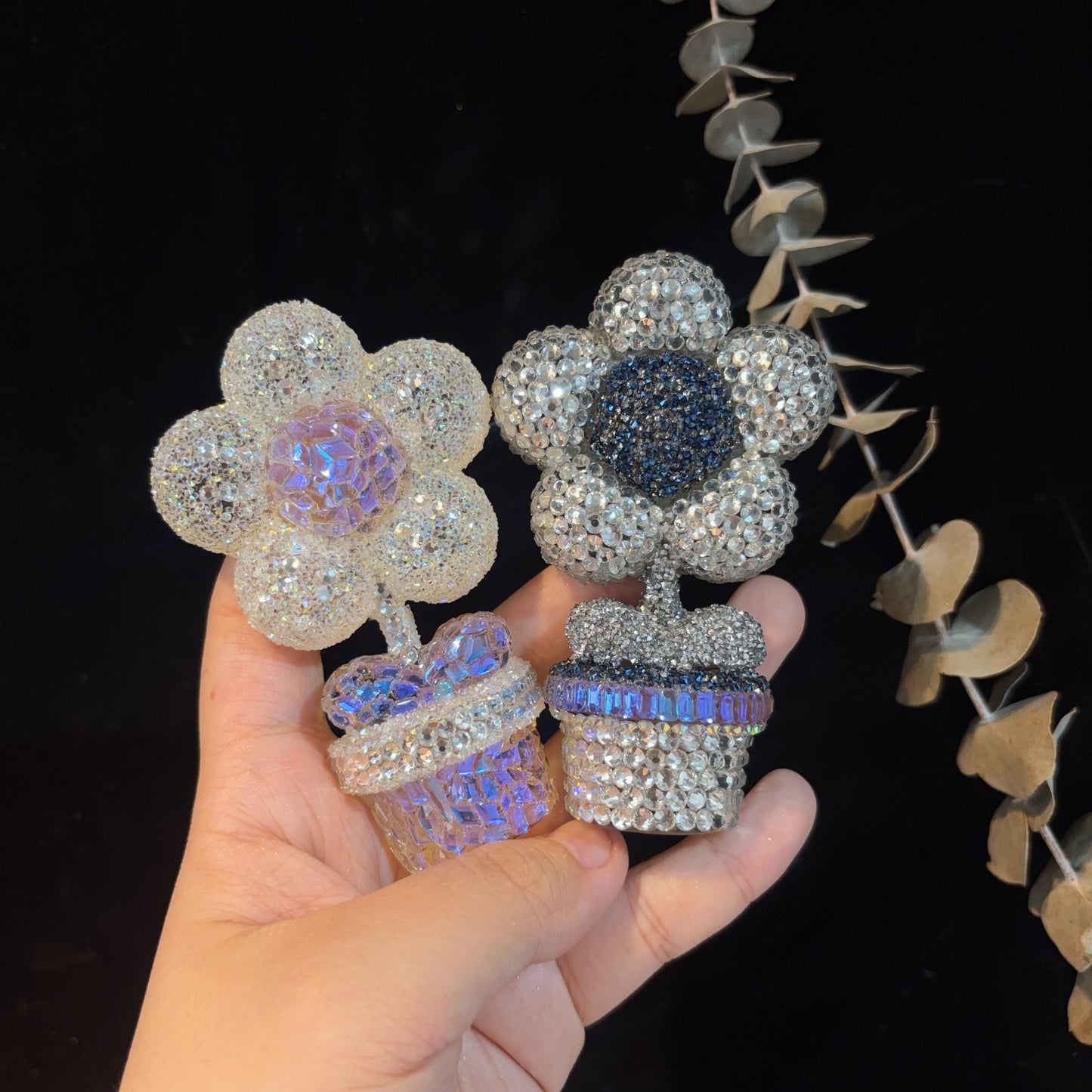 Handmade Diamond Potted Flower Decoration Resin Mold