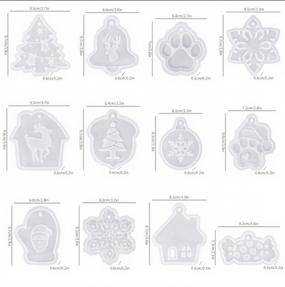 12pcs Christmas Theme Hanging Resin Mold