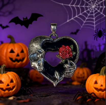 Handmade Skeleton Handheld Rose Hollow Heart Pendant Resin Mold