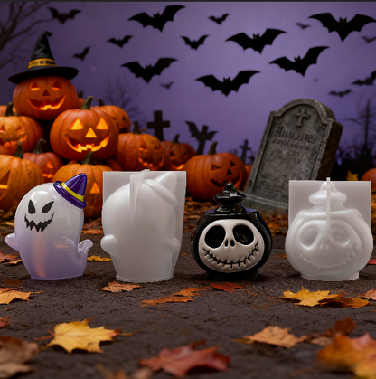 2pcs Cute Ghost Death Pumpkin Ornament Resin Molds