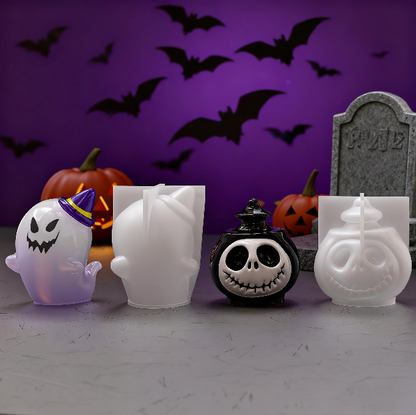 2pcs Cute Ghost Death Pumpkin Ornament Resin Molds