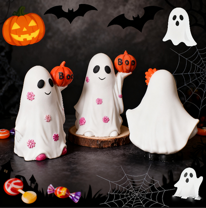 Ghost Holding Pumpkin Ornament Resin Mold