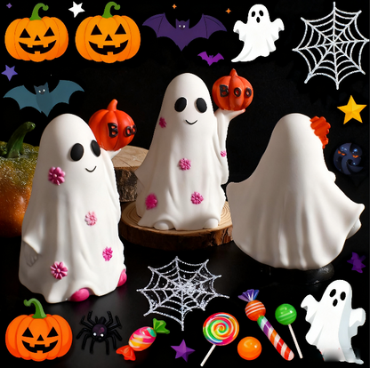 Ghost Holding Pumpkin Ornament Resin Mold