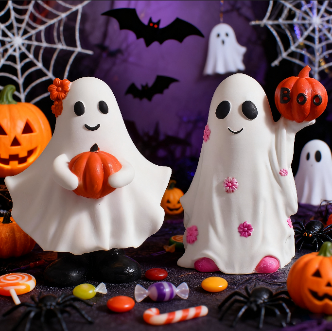 Ghost Holding Pumpkin Ornament Resin Mold