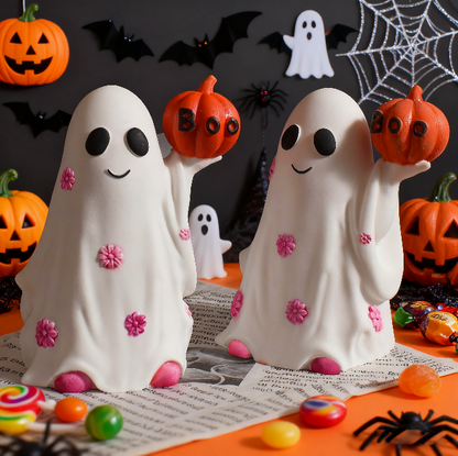 Ghost Holding Pumpkin Ornament Resin Mold