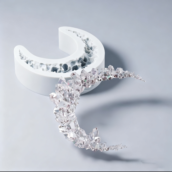 Handmade Crescent Crystal Cluster Resin Ornament Mold