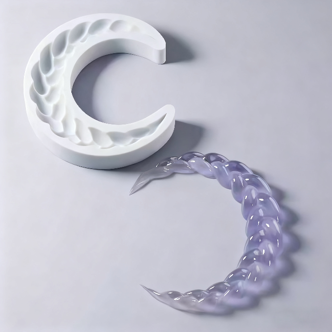 Handmade Twisted Crescent Pendant Resin Mold