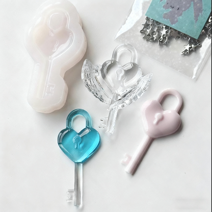Handmade Heart Lock Pendant with Hole Resin Mold