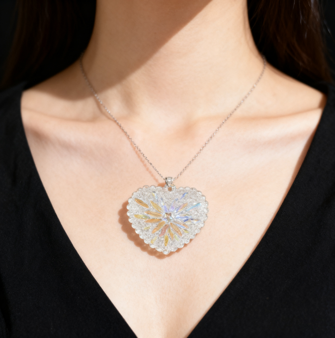 Handmade Diamond Heart Pendant Necklace with Hole Resin Mold