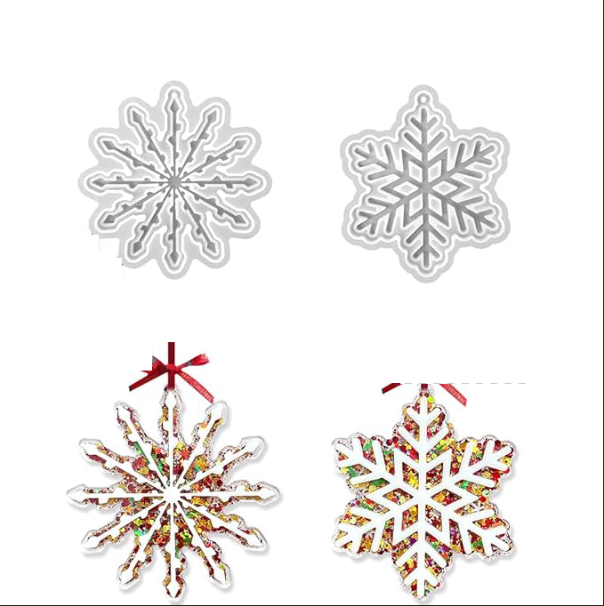 2pcs Snowflake Hanging Ornament Decorative Resin Mold