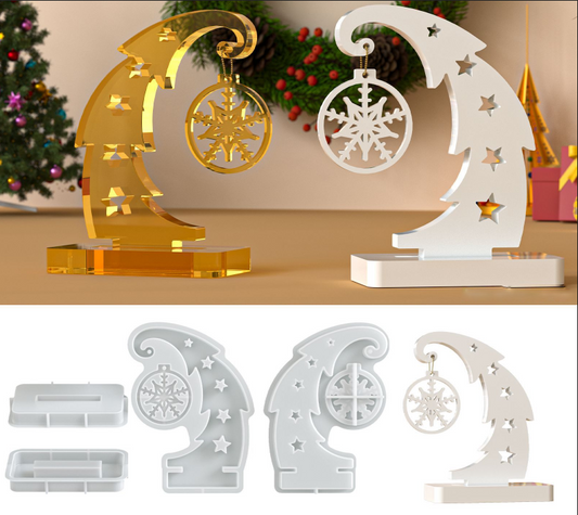 Crooked-Neck Christmas Tree Snowflake Hanging Ornament Resin Mold