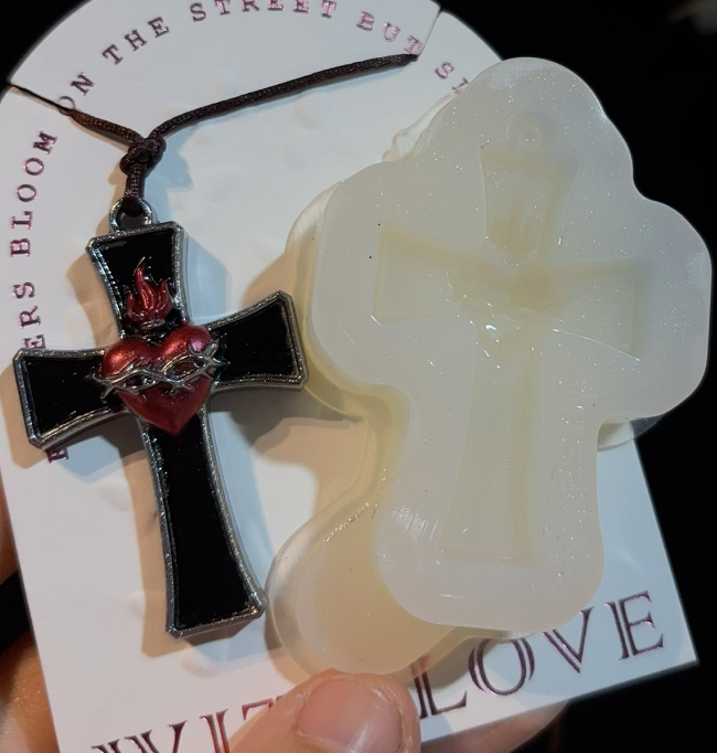Handmade Dove & Sacred Heart Cross Pendant Resin Mold