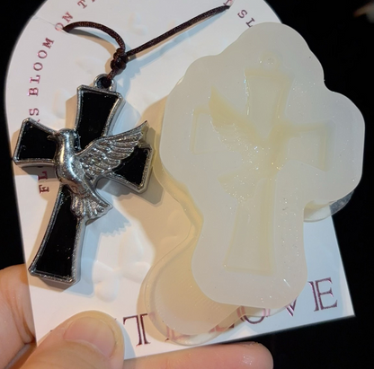 Handmade Dove & Sacred Heart Cross Pendant Resin Mold