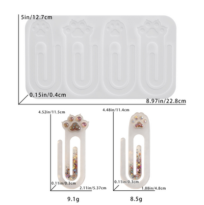 2pcs Adorable Cat Paw Paperclip Bookmark Resin Molds