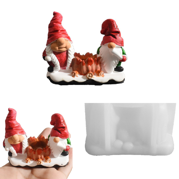 Christmas Gnome Candle Holder Resin Mold