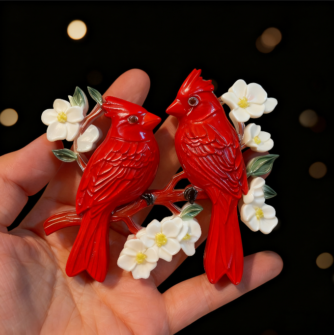 Handmade Cardinal Bird Couple Hanging Resin Mold