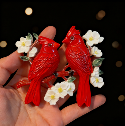Handmade Cardinal Bird Couple Hanging Resin Mold