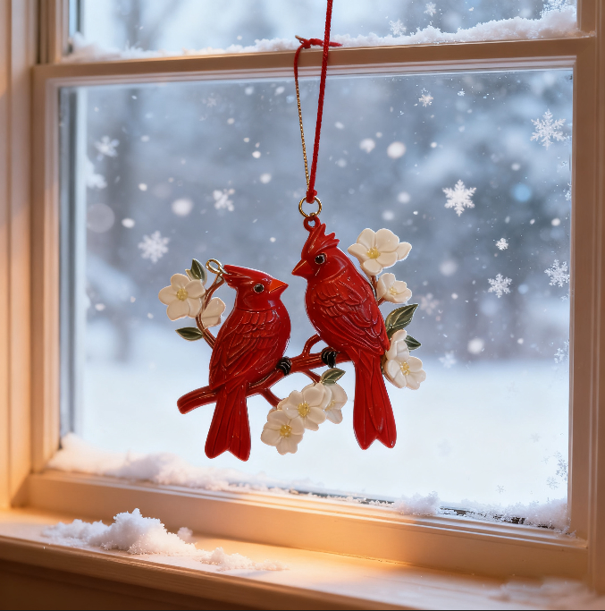 Handmade Cardinal Bird Couple Hanging Resin Mold