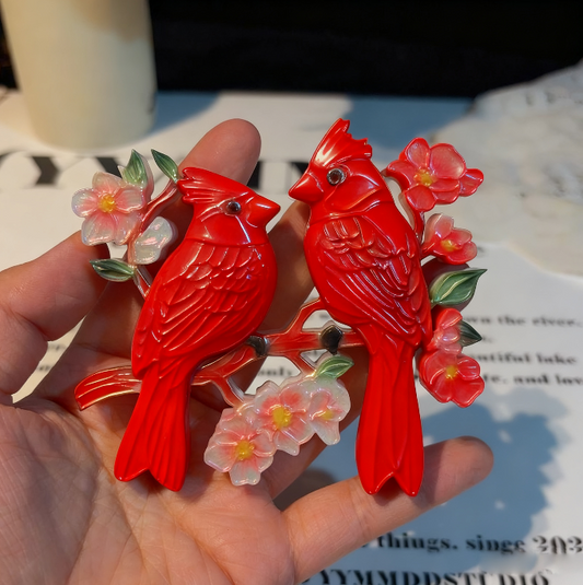 Molde de resina colgante para pareja de cardenales hecho a mano 