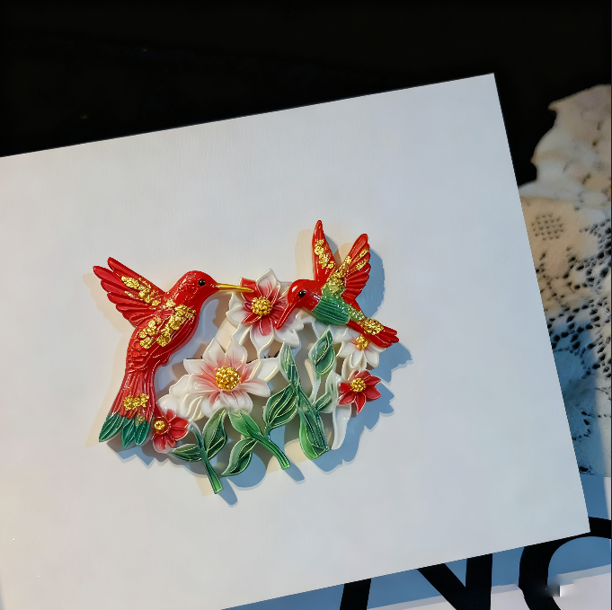 Moldes de resina colgantes para adornos de flores de colibrí hechos a mano 