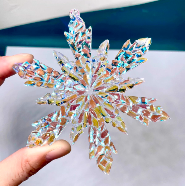 Handmade Diamond 3D Snowflake Pendant with Hole Resin Mold