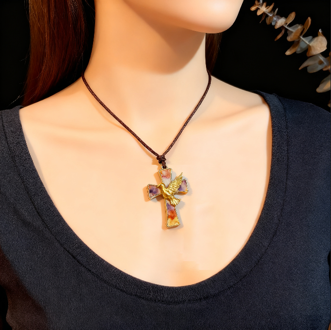 Handmade Dove & Sacred Heart Cross Pendant Resin Mold