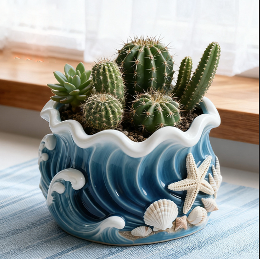 Wave-Shaped Storage Jar Resin Mold