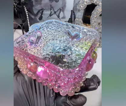 Handmade Diamond Square Heart Relief Storage Box Resin Mold