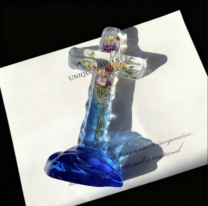 Handmade Crystal Water Ripple Cross Ornament Resin Mold