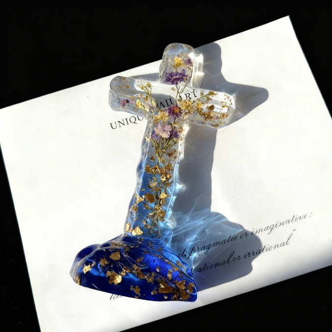 Handmade Crystal Water Ripple Cross Ornament Resin Mold