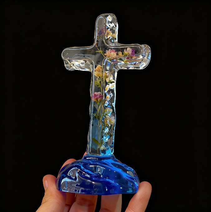 Handmade Crystal Water Ripple Cross Ornament Resin Mold