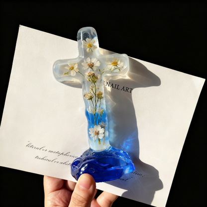 Handmade Crystal Water Ripple Cross Ornament Resin Mold