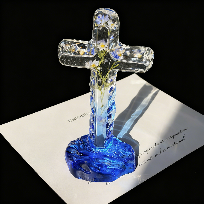 Handmade Crystal Water Ripple Cross Ornament Resin Mold