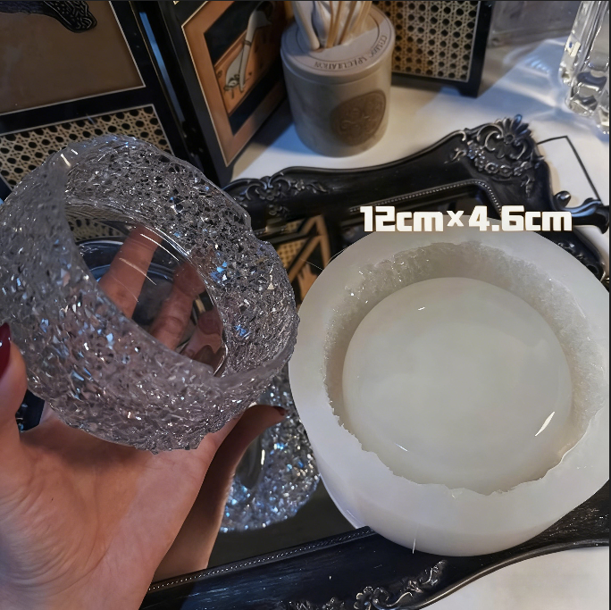 Handmade Crystal Cluster Storage Ashtray Jar Resin Mold