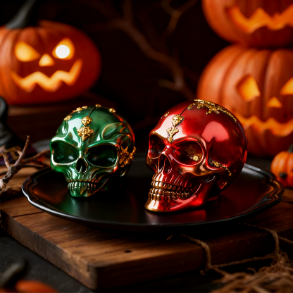 2pcs Alien Skull & Human Skull Keychain Resin Mold