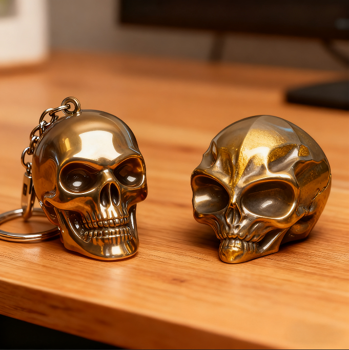 2pcs Alien Skull & Human Skull Keychain Resin Mold