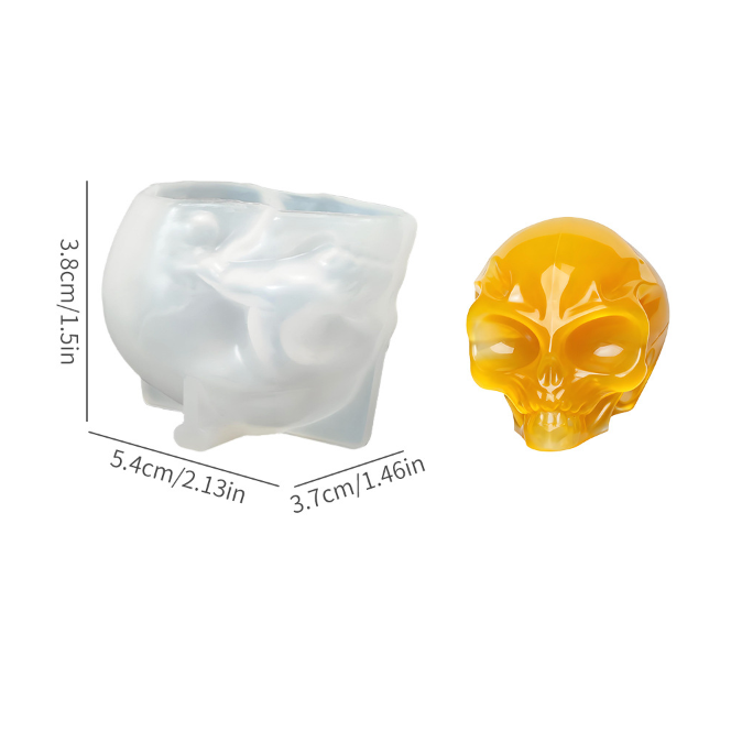 2pcs Alien Skull & Human Skull Keychain Resin Mold