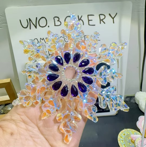 Handmade Large Diamond Double-Layer  Rotating Snowflake Hanging Ornament Resin Mold