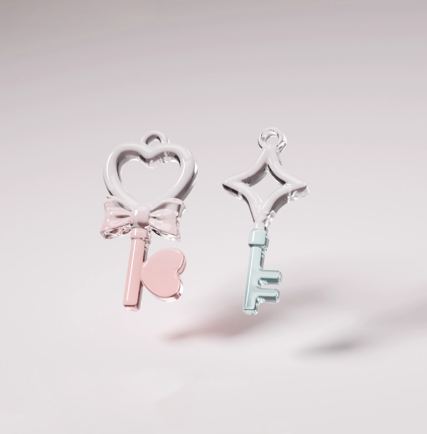 Handmade Heart-Shaped Starburst Key-Shaped Pendant Resin Mold