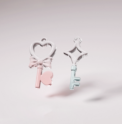 Handmade Heart-Shaped Starburst Key-Shaped Pendant Resin Mold