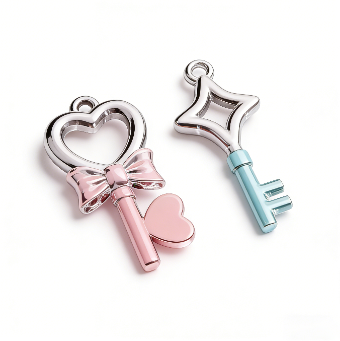 Handmade Heart-Shaped Starburst Key-Shaped Pendant Resin Mold