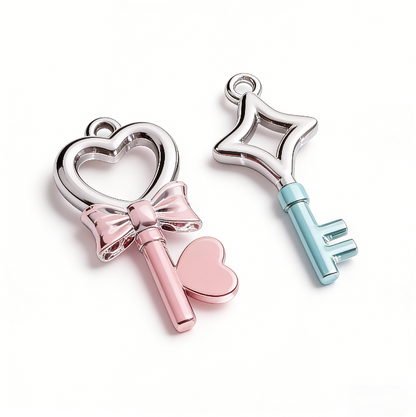 Handmade Heart-Shaped Starburst Key-Shaped Pendant Resin Mold