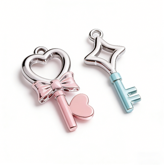 Handmade Heart-Shaped Starburst Key-Shaped Pendant Resin Mold