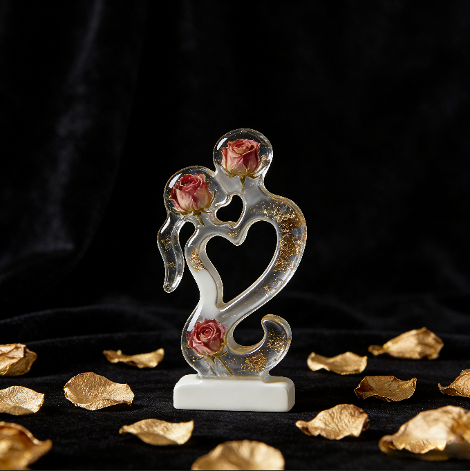 Romantic Couple Kissing Heart Decoration Resin Mold