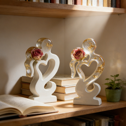 Romantic Couple Kissing Heart Decoration Resin Mold