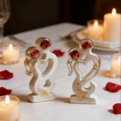 Romantic Couple Kissing Heart Decoration Resin Mold